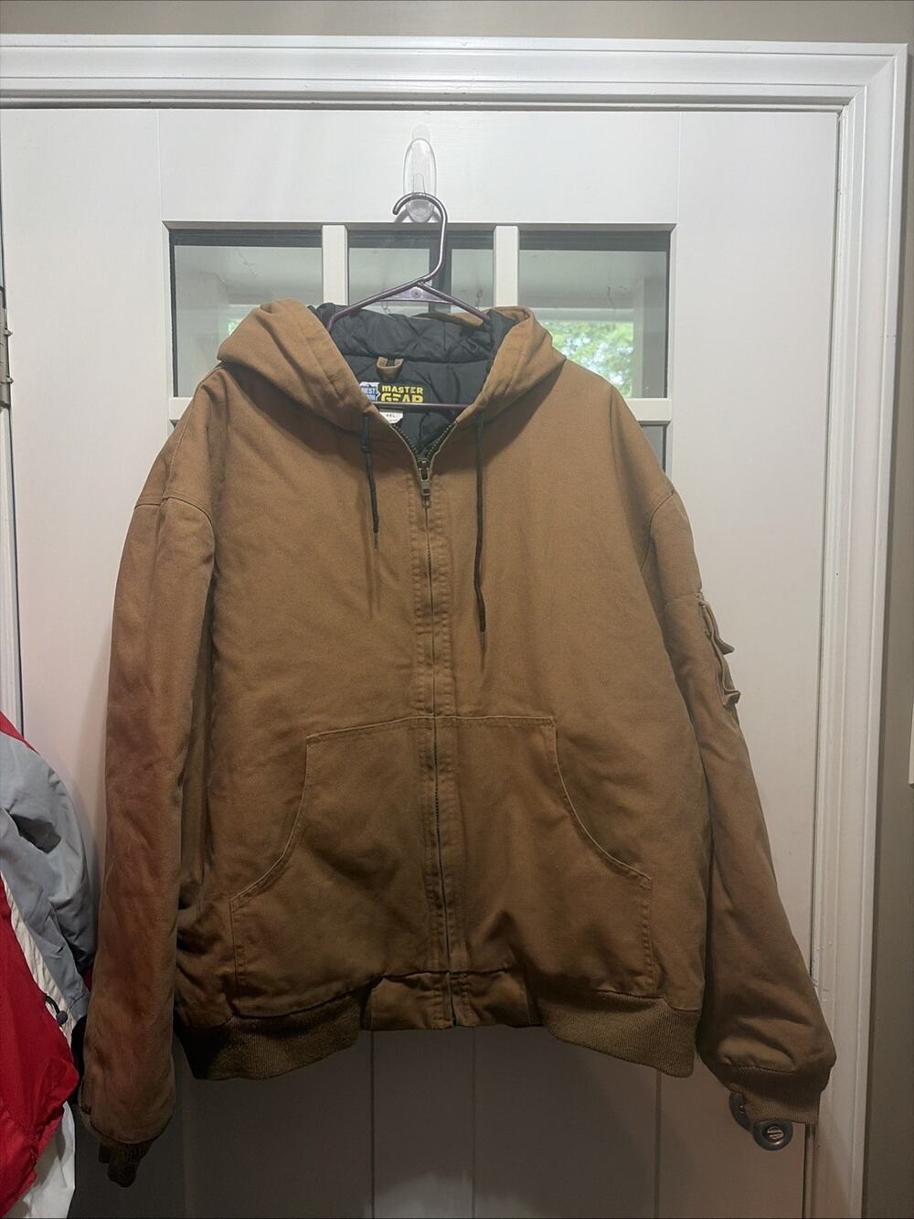 Mens Work Jacket Size 4XL Master Gear Insulated With Hood Cotton Canvas Outer